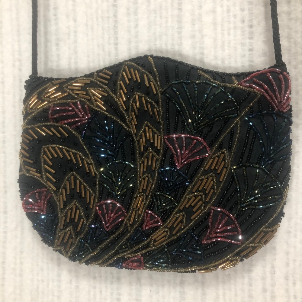 Beaded Evening Bag‎ Clutch Purse Floral Party Prom Special Occasion